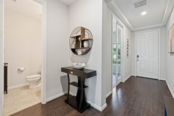 Bathroom, Interior, Recessed Lighting, Wood Texture Flooring