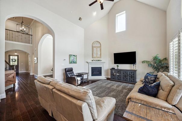 Fireplace, Interior, Living room, Pendant Lights, Wood Texture Flooring