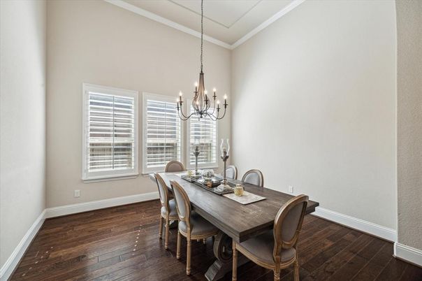 Chandelier, Dining room, Interior, Wood Texture Flooring