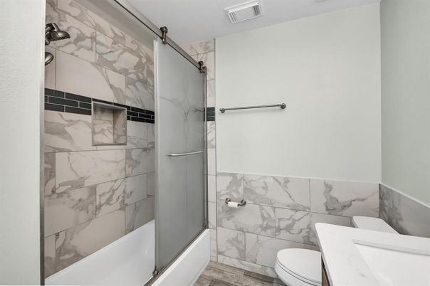 Bathroom, Glass Shower, Interior, Marble Walls