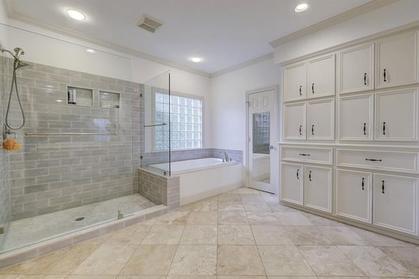 Bathroom, Glass Shower, Interior, Recessed Lighting