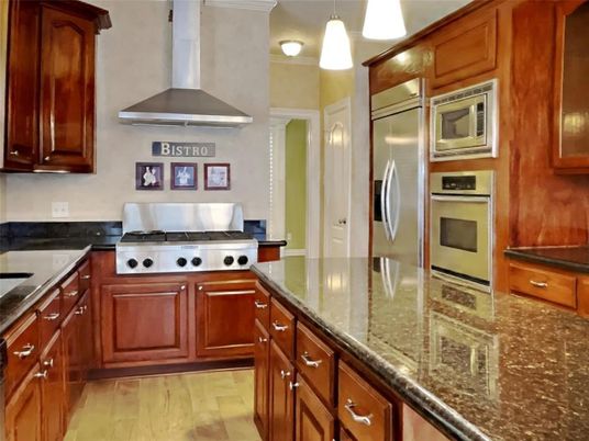 Interior, Kitchen, Pendant Lights, Stainless Steel Appliances, Wood Texture Flooring