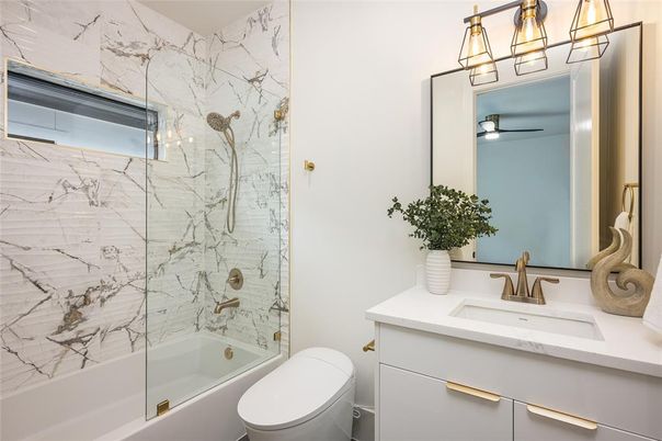 Bathroom, Glass Shower, Interior, Marble Walls