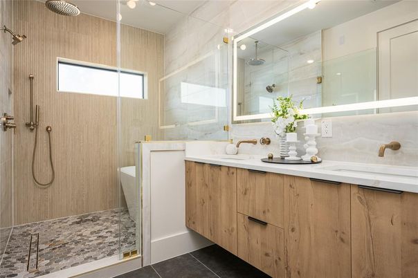 Bathroom, Glass Shower, Interior, Recessed Lighting