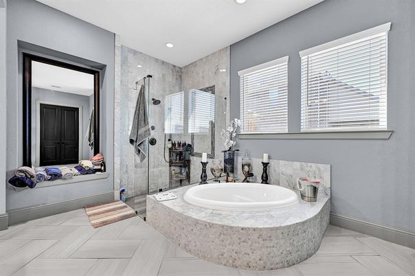Bathroom, Glass Shower, Interior, Recessed Lighting