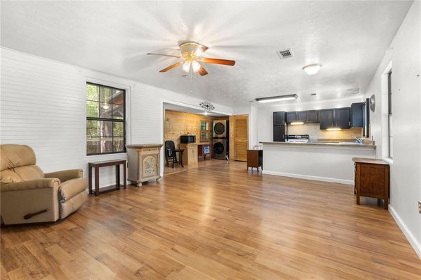 Interior, Kitchen, Stainless Steel Appliances, Wood Texture Flooring
