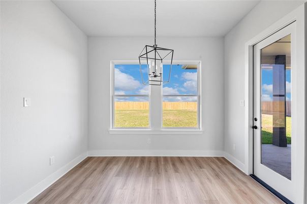 Empty room, Interior, Pendant Lights, Wood Texture Flooring