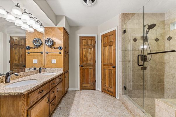 Bathroom, Dual Sink Vanities, Glass Shower, Interior