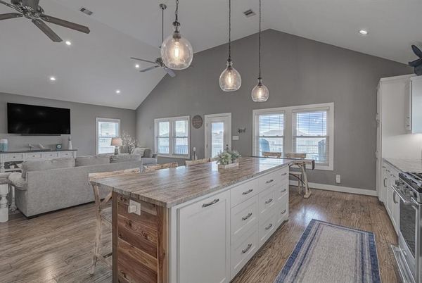 Dining room, Interior, Kitchen, Living room, Pendant Lights, Recessed Lighting, Wood Texture Flooring