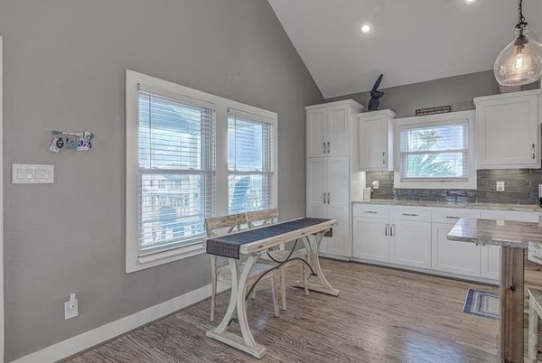 Interior, Kitchen, Pendant Lights, Recessed Lighting, Wood Texture Flooring
