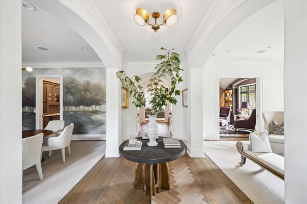 Dining room, Interior, Recessed Lighting, Wood Texture Flooring