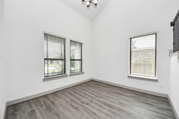 Empty room, Interior, Pendant Lights, Wood Texture Flooring