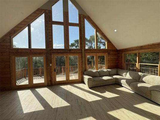 Interior, Living room, Recessed Lighting, Sun Room, Wood Texture Flooring, Wooden Walls