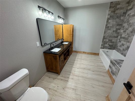 Bathroom, Dual Sink Vanities, Interior, Wood Texture Flooring