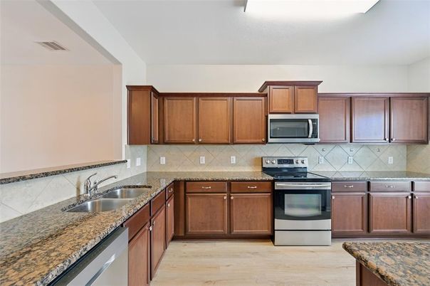 Interior, Kitchen, Stainless Steel Appliances, Wood Texture Flooring