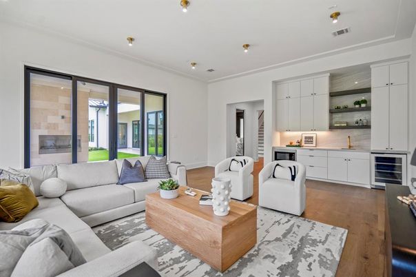 Interior, Living room, Recessed Lighting, Wood Texture Flooring
