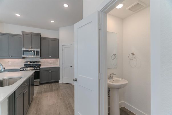 Interior, Kitchen, Recessed Lighting, Wood Texture Flooring