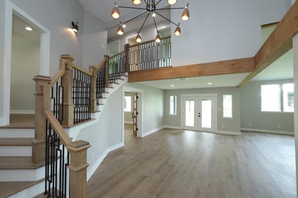 Interior, Pendant Lights, Recessed Lighting, Wooden Beams, Wood Texture Flooring