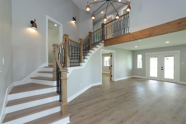 Interior, Pendant Lights, Recessed Lighting, Wooden Beams, Wood Texture Flooring