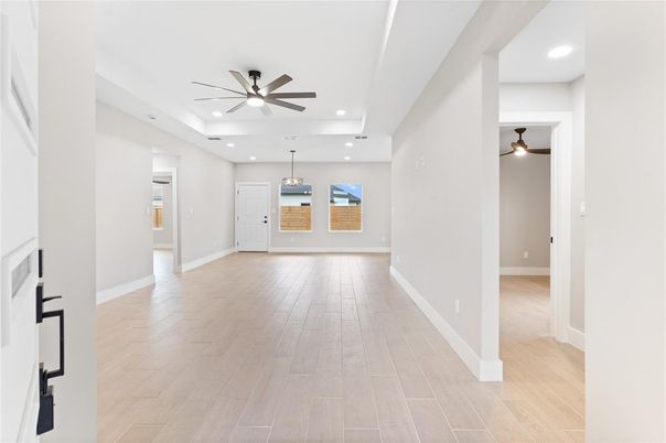Empty room, Interior, Recessed Lighting, Wood Texture Flooring