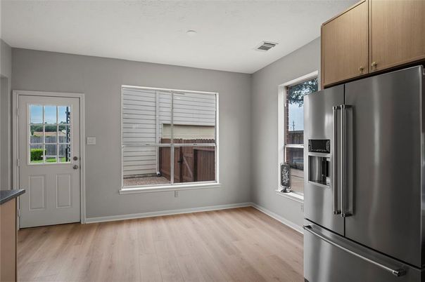 Interior, Kitchen, Stainless Steel Appliances, Wood Texture Flooring