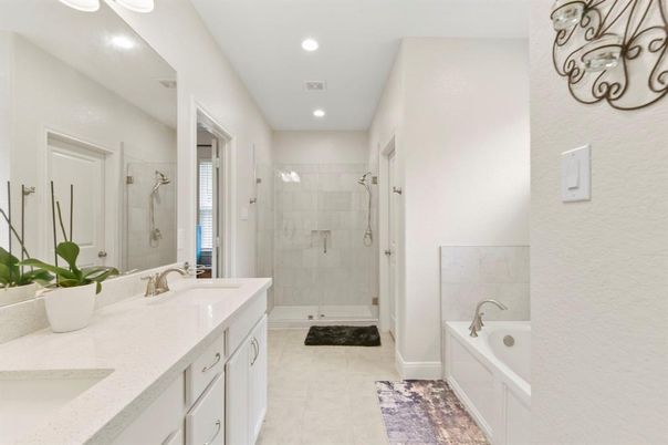 Bathroom, Dual Sink Vanities, Glass Shower, Interior, Recessed Lighting