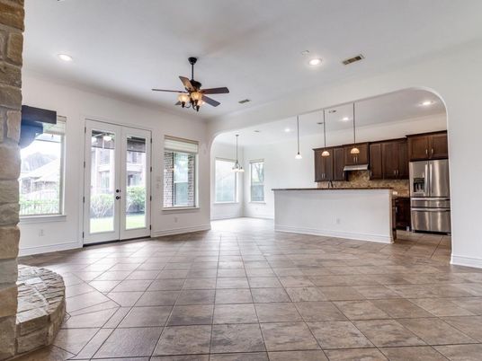 Empty room, Interior, Kitchen, Pendant Lights, Recessed Lighting, Stainless Steel Appliances