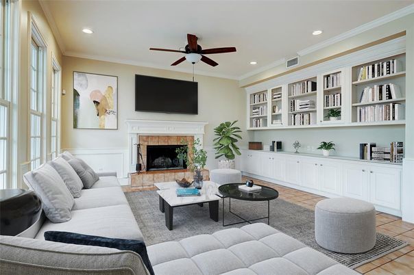 Fireplace, Interior, Living room, Recessed Lighting