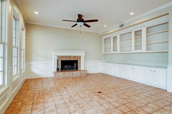 Empty room, Fireplace, Interior, Recessed Lighting
