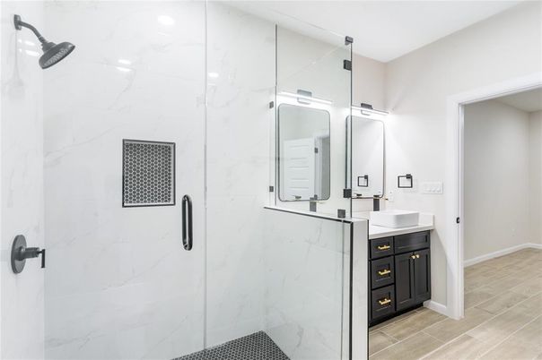 Bathroom, Glass Shower, Interior, Marble Walls