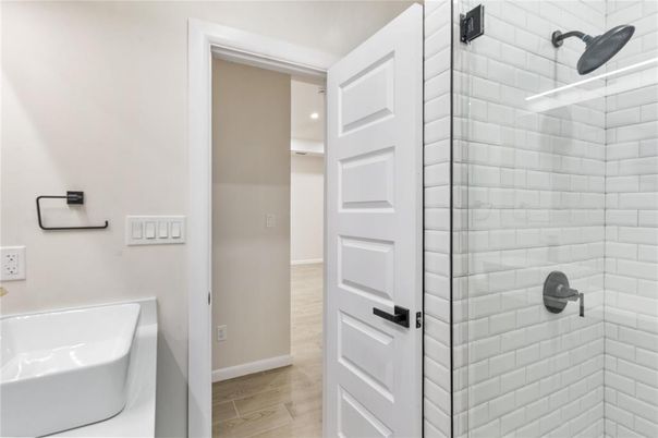 Bathroom, Interior, Recessed Lighting, Wood Texture Flooring