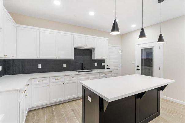 Interior, Kitchen, Pendant Lights, Recessed Lighting, Wood Texture Flooring