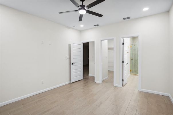 Empty room, Interior, Recessed Lighting, Wood Texture Flooring