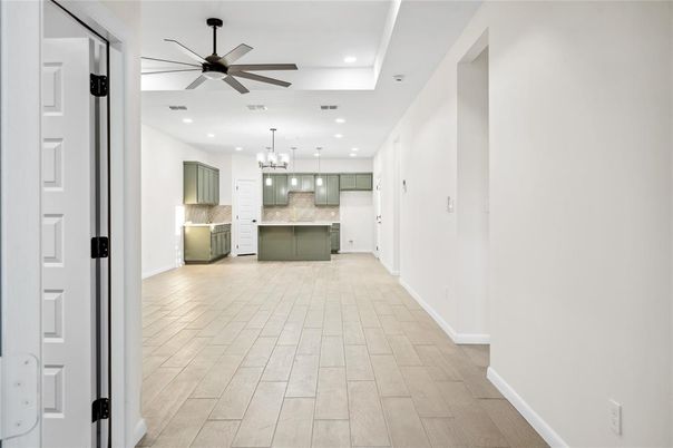 Chandelier, Interior, Kitchen, Pendant Lights, Recessed Lighting, Wood Texture Flooring