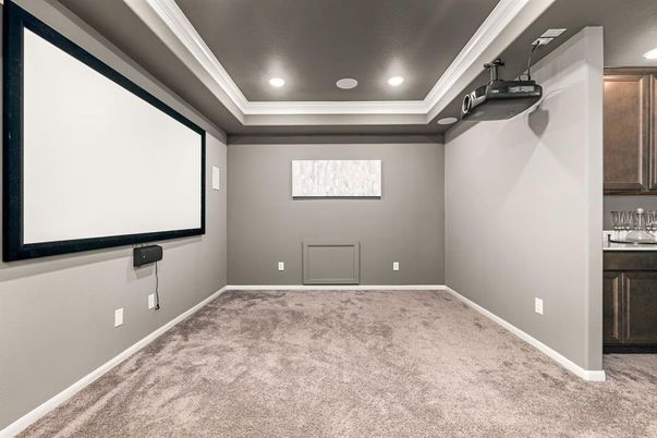 Empty room, Interior, Projection Screen, Recessed Lighting, Theatre Room