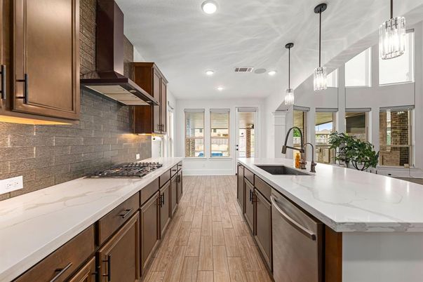 Interior, Kitchen, Pendant Lights, Recessed Lighting, Wood Texture Flooring