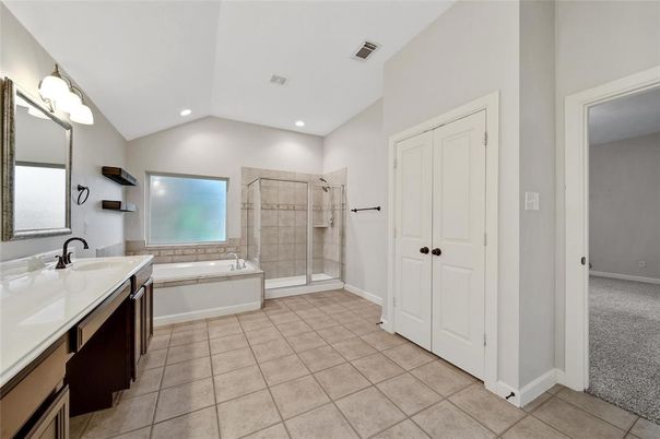 Bathroom, Glass Shower, Interior, Recessed Lighting