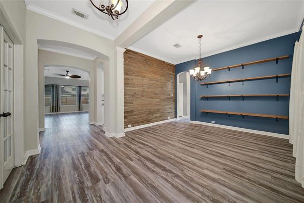 Chandelier, Empty room, Interior, Wood Texture Flooring, Wooden Walls