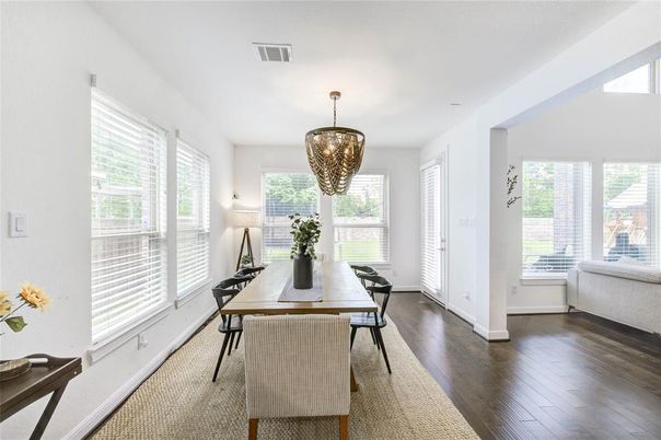 Chandelier, Dining room, Interior, Wood Texture Flooring