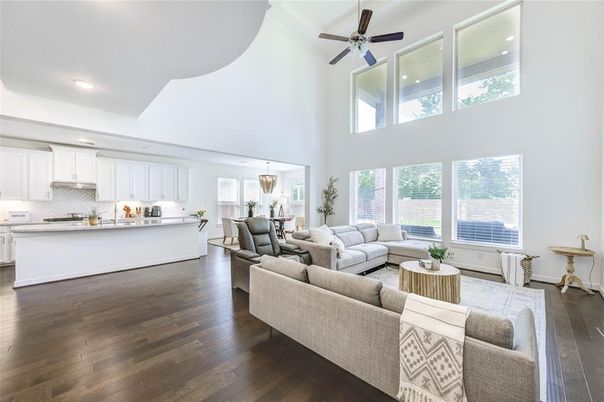 Dining room, Interior, Kitchen, Living room, Pendant Lights, Recessed Lighting, Wood Texture Flooring