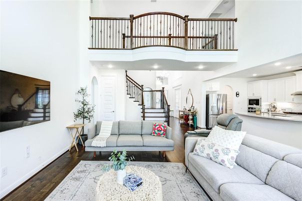 Interior, Kitchen, Living room, Recessed Lighting, Stainless Steel Appliances, Wood Texture Flooring