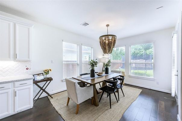 Chandelier, Dining room, Interior, Wood Texture Flooring