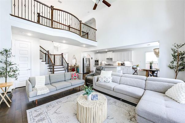 Dining room, Interior, Kitchen, Living room, Recessed Lighting, Stainless Steel Appliances, Wood Texture Flooring