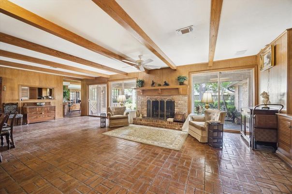 Fireplace, Interior, Living room, Wooden Beams, Wooden Walls