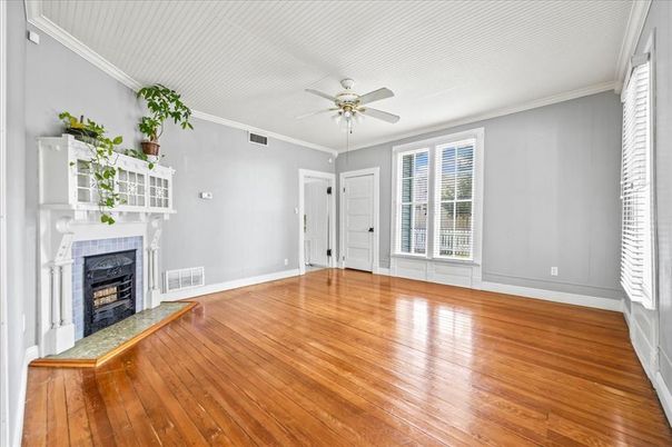 Empty room, Fireplace, Interior, Wood Texture Flooring