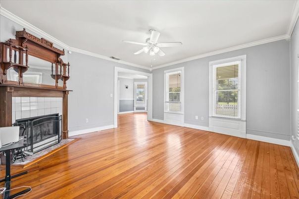 Empty room, Fireplace, Interior, Wood Texture Flooring