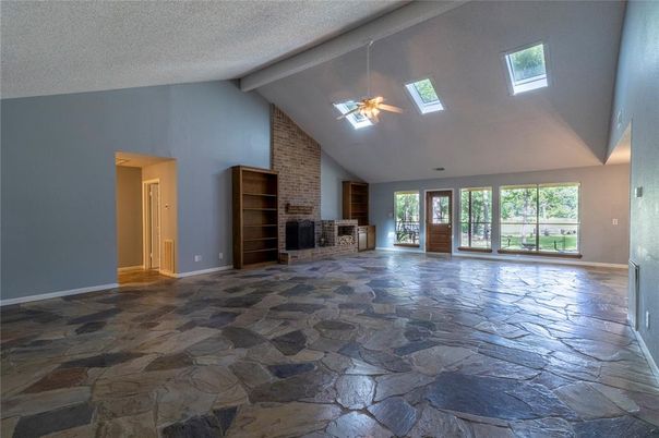 Empty room, Fireplace, Interior, Stone Walls