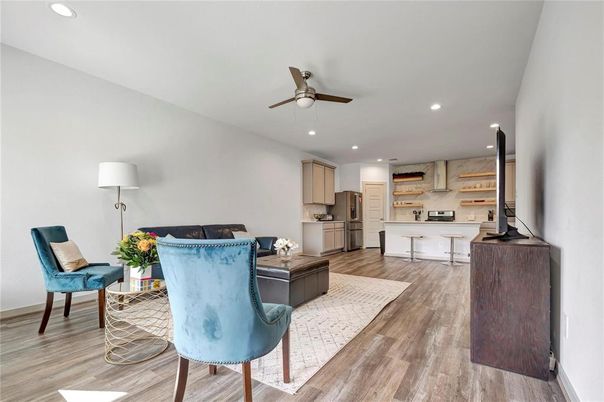 Home Office, Interior, Kitchen, Recessed Lighting, Wood Texture Flooring