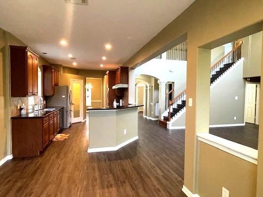 Interior, Kitchen, Recessed Lighting, Wood Texture Flooring