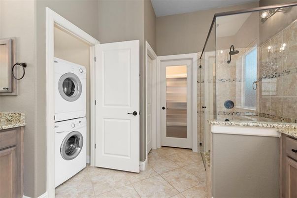 Bathroom, Glass Shower, Interior, Utility Closets, Washer